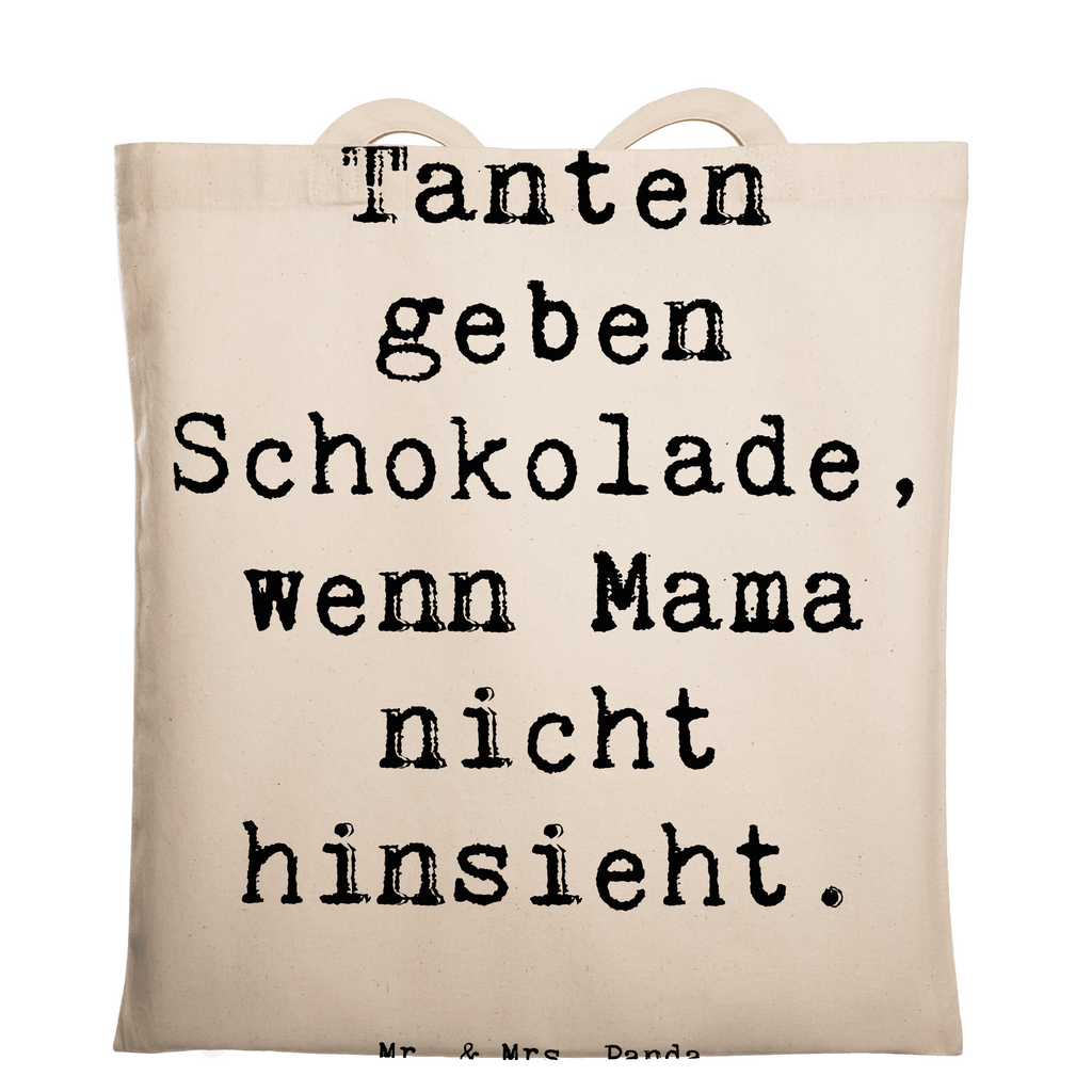 Tragetasche Spruch Tanten geben Schokolade, wenn Mama nicht hinsieht. Beuteltasche, Beutel, Einkaufstasche, Jutebeutel, Stoffbeutel, Tasche, Shopper, Umhängetasche, Strandtasche, Schultertasche, Stofftasche, Tragetasche, Badetasche, Jutetasche, Einkaufstüte, Laptoptasche, Familie, Vatertag, Muttertag, Bruder, Schwester, Mama, Papa, Oma, Opa