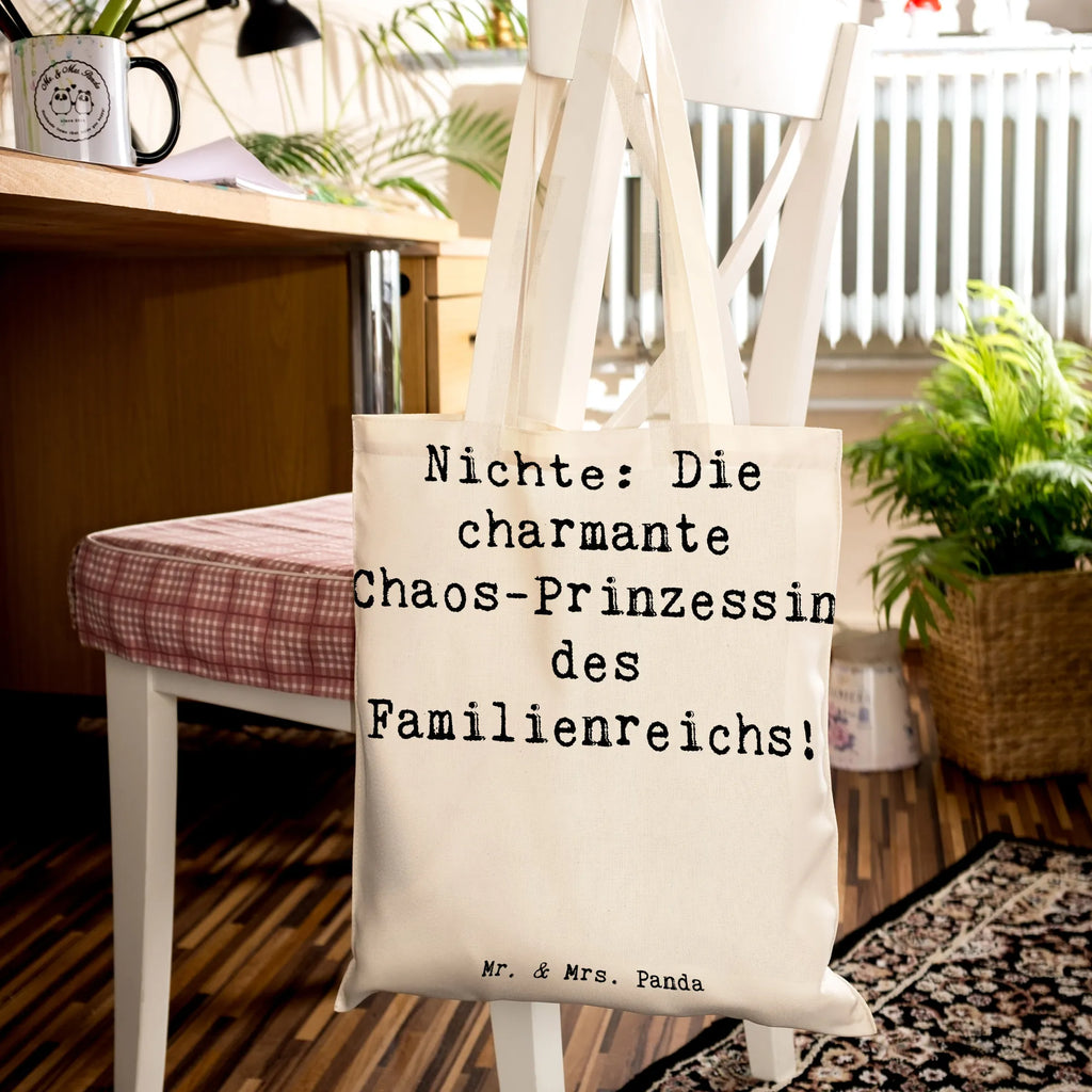 Tragetasche Spruch Nichte Chaos-Prinzessin Beuteltasche, Beutel, Einkaufstasche, Jutebeutel, Stoffbeutel, Tasche, Shopper, Umhängetasche, Strandtasche, Schultertasche, Stofftasche, Tragetasche, Badetasche, Jutetasche, Einkaufstüte, Laptoptasche, Familie, Vatertag, Muttertag, Bruder, Schwester, Mama, Papa, Oma, Opa