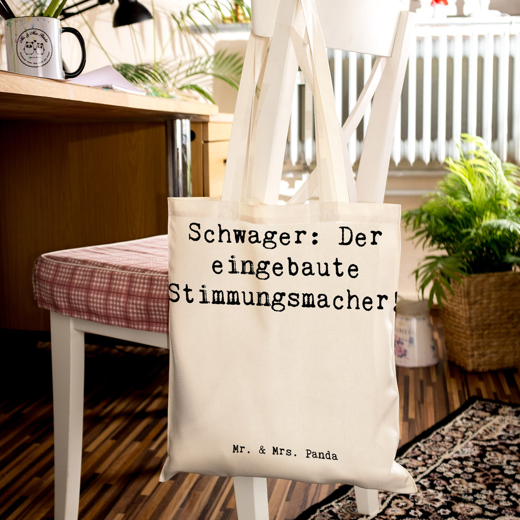 Tragetasche Spruch Schwager: Der eingebaute Stimmungsmacher! Beuteltasche, Beutel, Einkaufstasche, Jutebeutel, Stoffbeutel, Tasche, Shopper, Umhängetasche, Strandtasche, Schultertasche, Stofftasche, Tragetasche, Badetasche, Jutetasche, Einkaufstüte, Laptoptasche, Familie, Vatertag, Muttertag, Bruder, Schwester, Mama, Papa, Oma, Opa