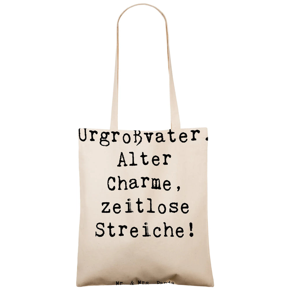 Tragetasche Spruch Urgroßvater Charme Beuteltasche, Beutel, Einkaufstasche, Jutebeutel, Stoffbeutel, Tasche, Shopper, Umhängetasche, Strandtasche, Schultertasche, Stofftasche, Tragetasche, Badetasche, Jutetasche, Einkaufstüte, Laptoptasche, Familie, Vatertag, Muttertag, Bruder, Schwester, Mama, Papa, Oma, Opa