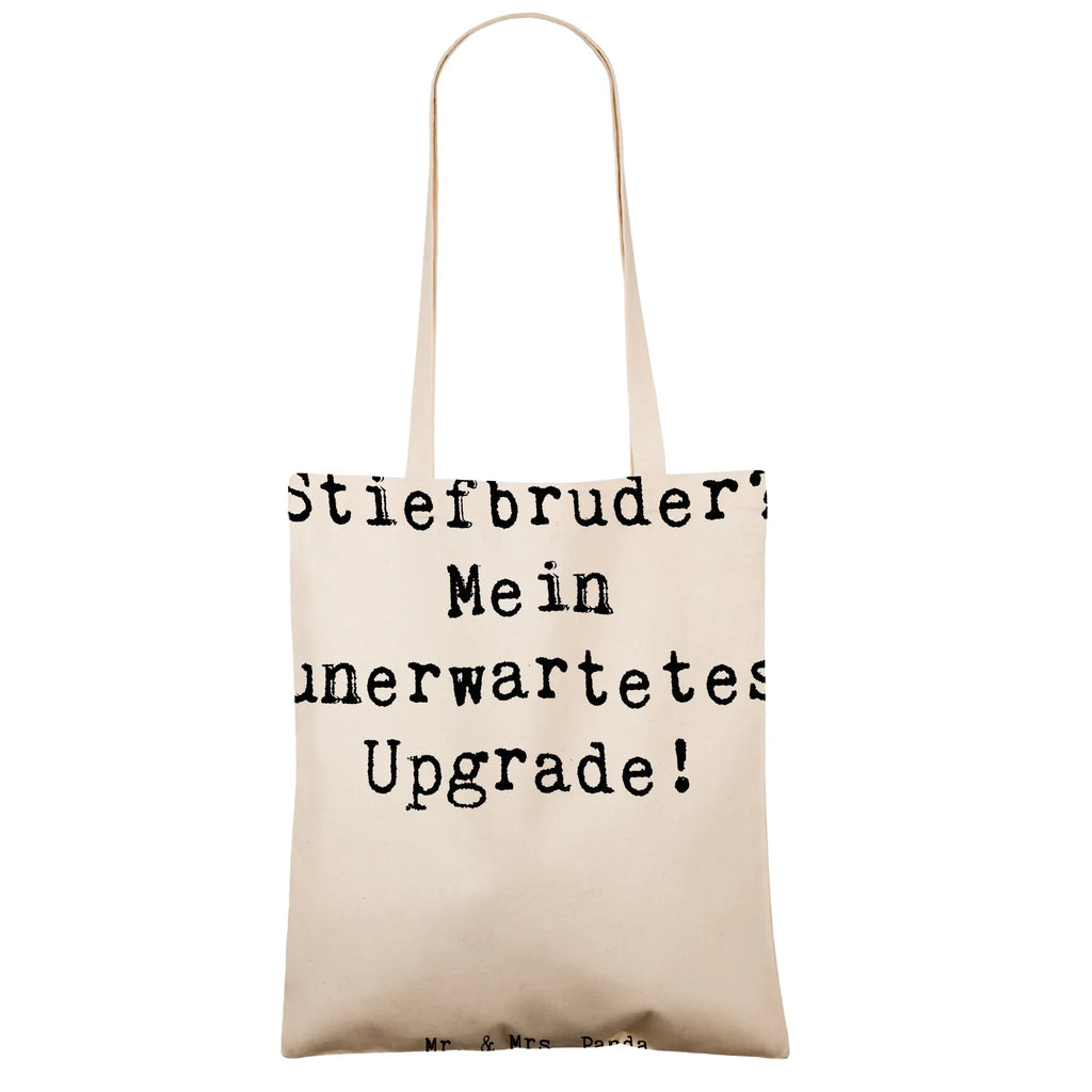 Tragetasche Spruch Stiefbruder Upgrade Beuteltasche, Beutel, Einkaufstasche, Jutebeutel, Stoffbeutel, Tasche, Shopper, Umhängetasche, Strandtasche, Schultertasche, Stofftasche, Tragetasche, Badetasche, Jutetasche, Einkaufstüte, Laptoptasche, Familie, Vatertag, Muttertag, Bruder, Schwester, Mama, Papa, Oma, Opa