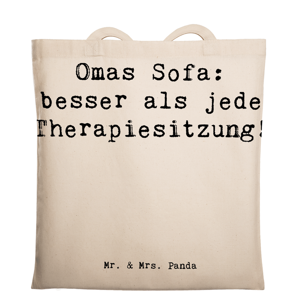 Tragetasche Spruch Omas Sofa: besser als jede Therapiesitzung! Beuteltasche, Beutel, Einkaufstasche, Jutebeutel, Stoffbeutel, Tasche, Shopper, Umhängetasche, Strandtasche, Schultertasche, Stofftasche, Tragetasche, Badetasche, Jutetasche, Einkaufstüte, Laptoptasche, Familie, Vatertag, Muttertag, Bruder, Schwester, Mama, Papa, Oma, Opa