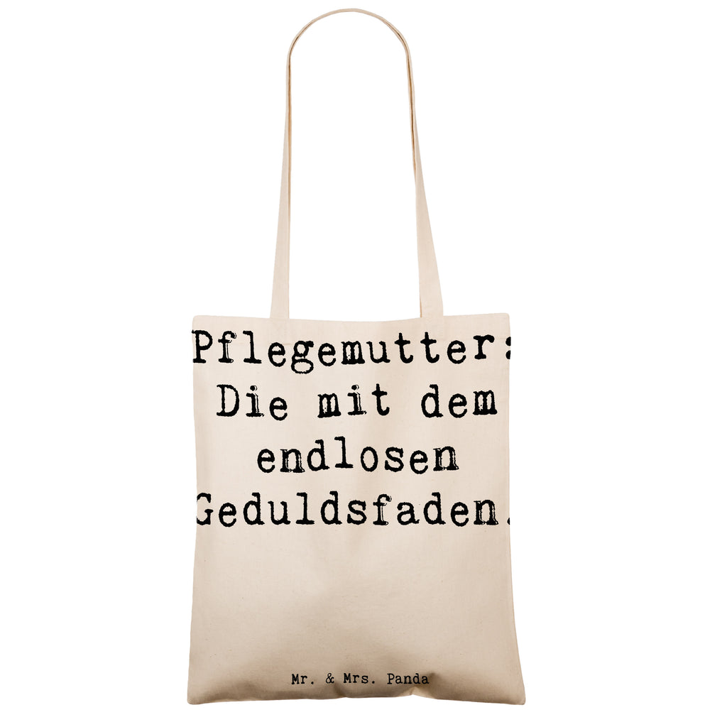 Tragetasche Spruch Pflegemutter: Die mit dem endlosen Geduldsfaden. Beuteltasche, Beutel, Einkaufstasche, Jutebeutel, Stoffbeutel, Tasche, Shopper, Umhängetasche, Strandtasche, Schultertasche, Stofftasche, Tragetasche, Badetasche, Jutetasche, Einkaufstüte, Laptoptasche, Familie, Vatertag, Muttertag, Bruder, Schwester, Mama, Papa, Oma, Opa