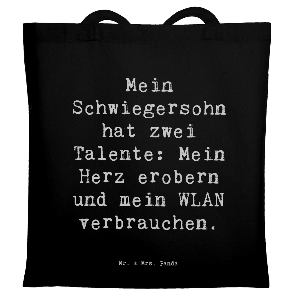 Tragetasche Spruch Schwiegersohn Talente Beuteltasche, Beutel, Einkaufstasche, Jutebeutel, Stoffbeutel, Tasche, Shopper, Umhängetasche, Strandtasche, Schultertasche, Stofftasche, Tragetasche, Badetasche, Jutetasche, Einkaufstüte, Laptoptasche, Familie, Vatertag, Muttertag, Bruder, Schwester, Mama, Papa, Oma, Opa