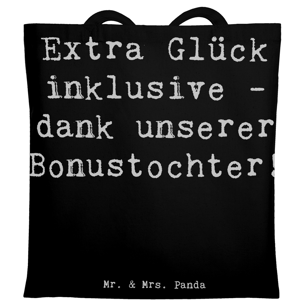 Tragetasche Spruch Bonustochter Glück Beuteltasche, Beutel, Einkaufstasche, Jutebeutel, Stoffbeutel, Tasche, Shopper, Umhängetasche, Strandtasche, Schultertasche, Stofftasche, Tragetasche, Badetasche, Jutetasche, Einkaufstüte, Laptoptasche, Familie, Vatertag, Muttertag, Bruder, Schwester, Mama, Papa, Oma, Opa