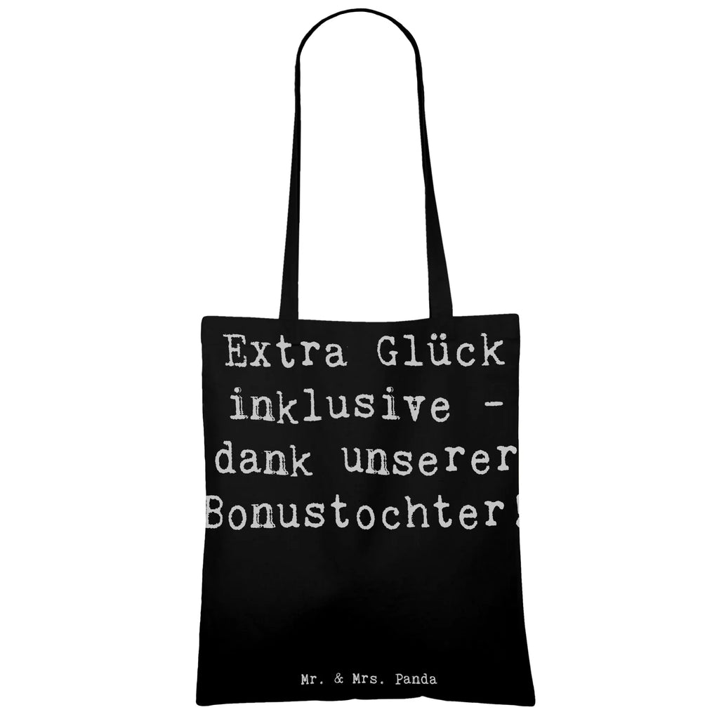 Tragetasche Spruch Bonustochter Glück Beuteltasche, Beutel, Einkaufstasche, Jutebeutel, Stoffbeutel, Tasche, Shopper, Umhängetasche, Strandtasche, Schultertasche, Stofftasche, Tragetasche, Badetasche, Jutetasche, Einkaufstüte, Laptoptasche, Familie, Vatertag, Muttertag, Bruder, Schwester, Mama, Papa, Oma, Opa