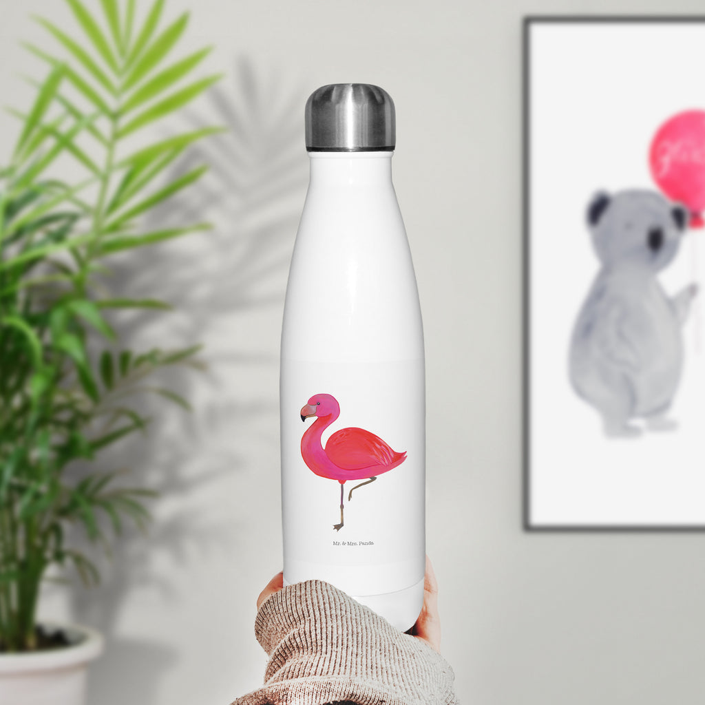 Thermosflasche Flamingo classic Isolierflasche, Thermoflasche, Trinkflasche, Thermos, Edelstahl, Flamingo, Einzigartig, Selbstliebe, Stolz, ich, für mich, Spruch, Freundin, Freundinnen, Außenseiter, Sohn, Tochter, Geschwister