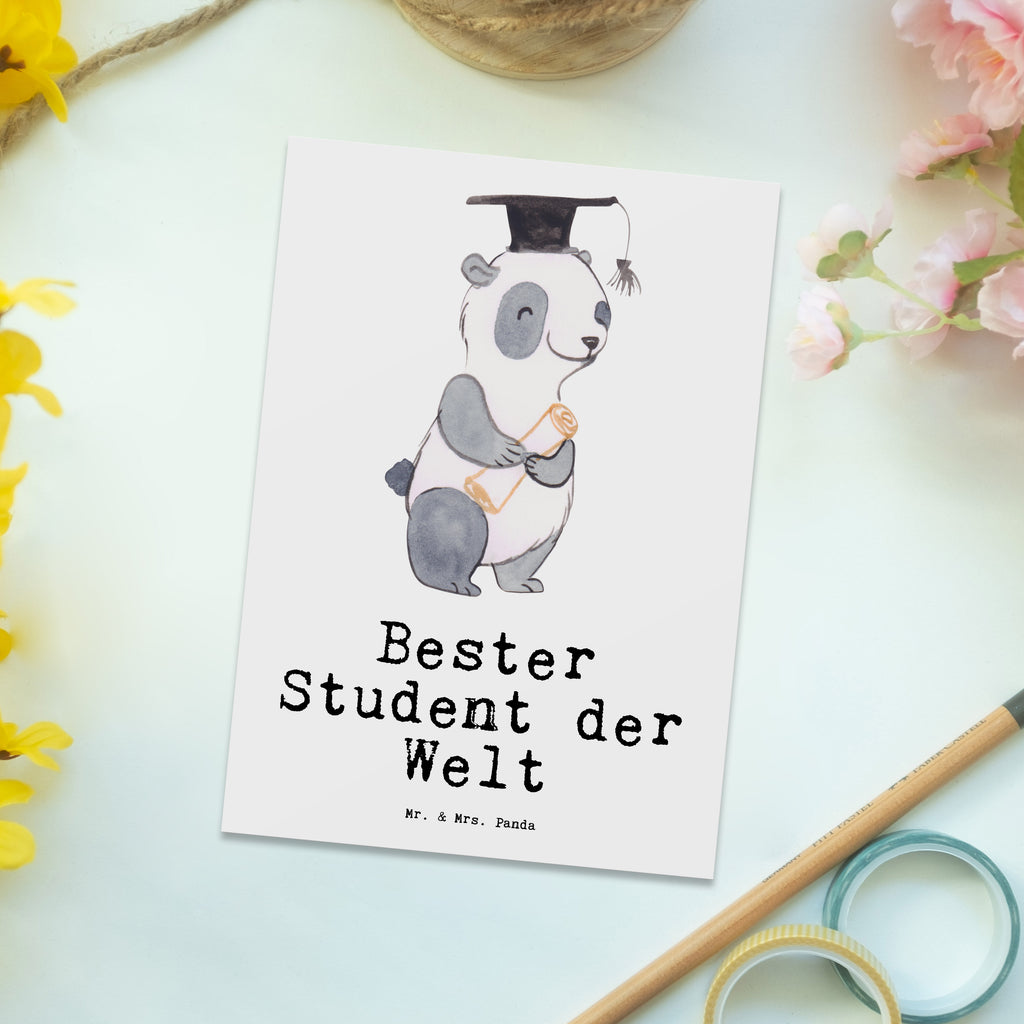 Postkarte Panda Bester Student der Welt Postkarte, Karte, Geschenkkarte, Grußkarte, Einladung, Ansichtskarte, Geburtstagskarte, Einladungskarte, Dankeskarte, Ansichtskarten, Einladung Geburtstag, Einladungskarten Geburtstag, für, Dankeschön, Geschenk, Schenken, Geburtstag, Geburtstagsgeschenk, Geschenkidee, Danke, Bedanken, Mitbringsel, Freude machen, Geschenktipp, Student, Studium, Sohn, Spaß, Musterschüler, lustig, Studienabschluss, witzig, Universität, Abschluss, Alumni, Uni, Studenten, Hochschule