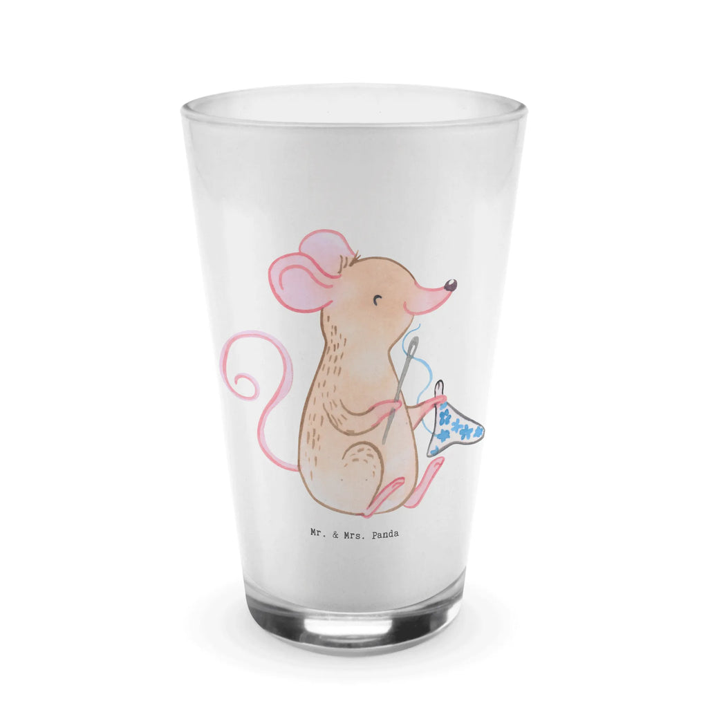 Glas Maus Nähen Cappuccino Glas, Glas, Cappuccino Tasse, Latte Macchiato, Geschenk, Sport, Sportart, Hobby, Schenken, Danke, Dankeschön, Auszeichnung, Gewinn, Sportler, Nähen, kreatives Hobby, Nähkurs, Nähmaschine, DIY