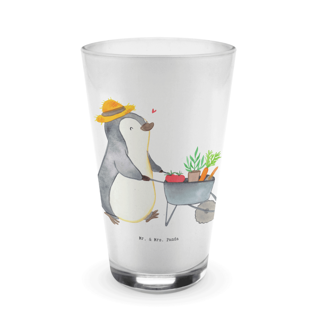 Glas Pinguin Gartenarbeit Cappuccino Glas, Glas, Cappuccino Tasse, Latte Macchiato, Geschenk, Sport, Sportart, Hobby, Schenken, Danke, Dankeschön, Auszeichnung, Gewinn, Sportler, Gartenarbeit, Urban gardening, Gärtnern, Gartenpflege