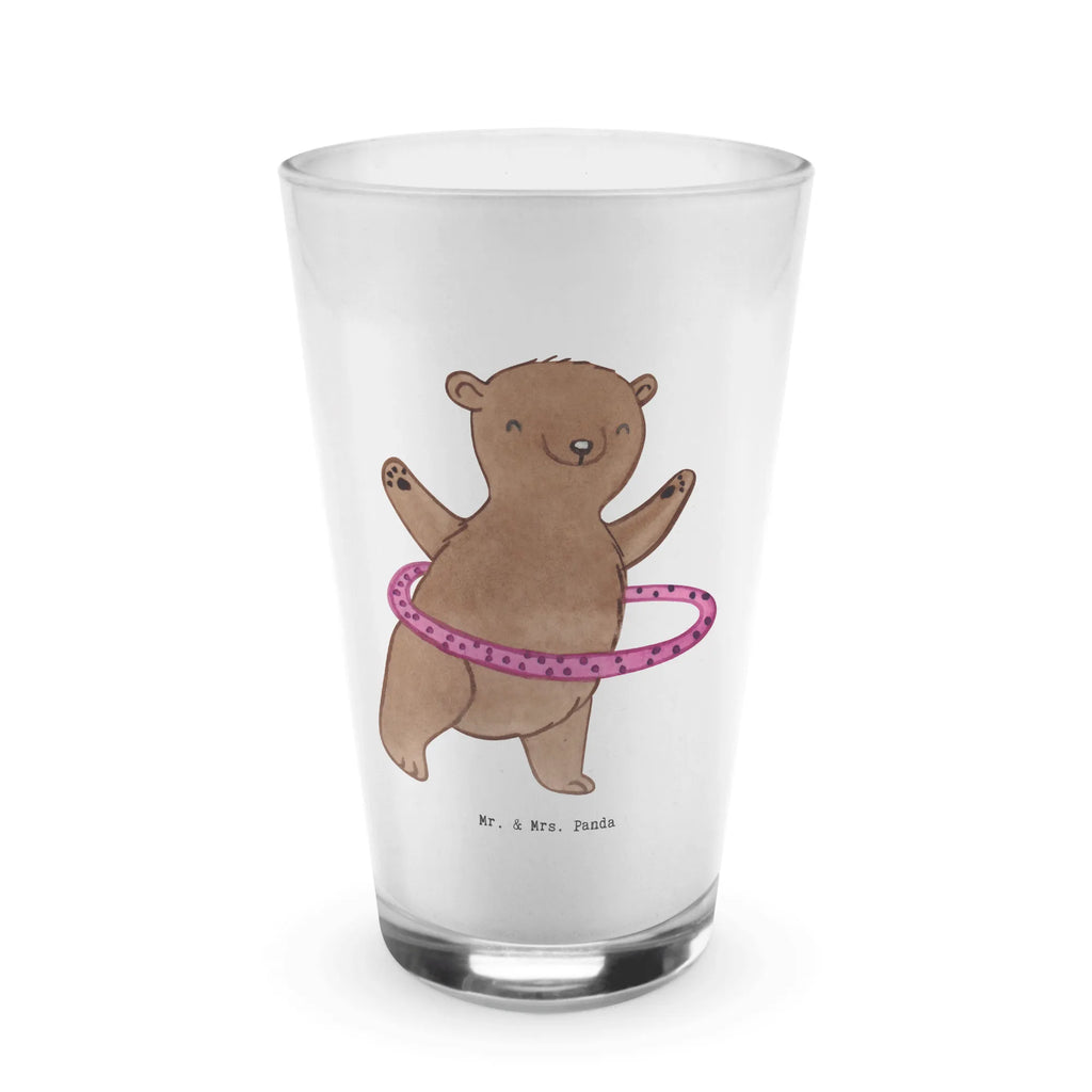 Glas Bär Hula Hoop Medizin Cappuccino Glas, Glas, Cappuccino Tasse, Latte Macchiato, Geschenk, Sport, Sportart, Hobby, Schenken, Danke, Dankeschön, Auszeichnung, Gewinn, Sportler, Hula Hoop, Fitness, Training