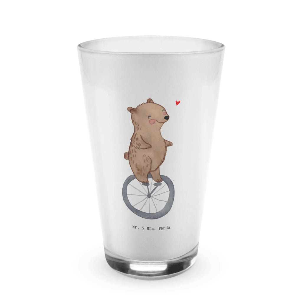 Glas Bär Einrad fahren Tage Cappuccino Glas, Glas, Cappuccino Tasse, Latte Macchiato, Geschenk, Sport, Sportart, Hobby, Schenken, Danke, Dankeschön, Auszeichnung, Gewinn, Sportler, Einrad fahren