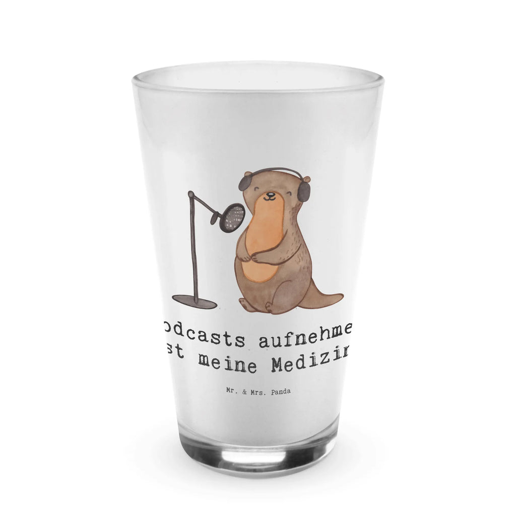 Glas Otter Podcast aufnehmen Cappuccino Glas, Glas, Cappuccino Tasse, Latte Macchiato, Geschenk, Sport, Sportart, Hobby, Schenken, Danke, Dankeschön, Auszeichnung, Gewinn, Sportler, Podcast aufnehmen, Podcast produzieren, Podcasterin, Podcaster