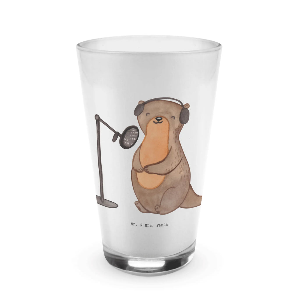 Glas Otter Podcast aufnehmen Cappuccino Glas, Glas, Cappuccino Tasse, Latte Macchiato, Geschenk, Sport, Sportart, Hobby, Schenken, Danke, Dankeschön, Auszeichnung, Gewinn, Sportler, Podcast aufnehmen, Podcast produzieren, Podcasterin, Podcaster