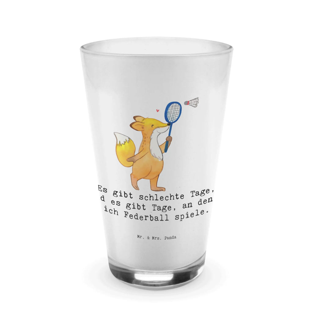 Glas Fuchs Federball spielen Cappuccino Glas, Glas, Cappuccino Tasse, Latte Macchiato, Geschenk, Sport, Sportart, Hobby, Schenken, Danke, Dankeschön, Auszeichnung, Gewinn, Sportler, Federball spielen, Badminton