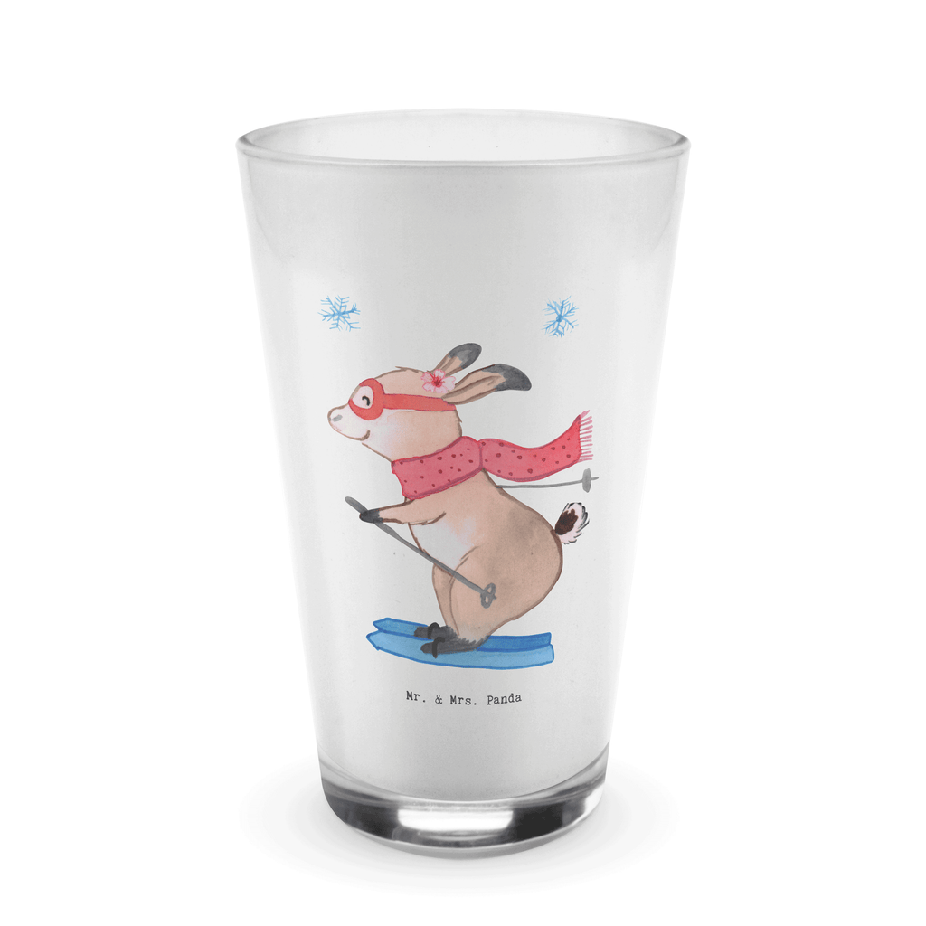 Glas Hase Skifahren Cappuccino Glas, Glas, Cappuccino Tasse, Latte Macchiato, Geschenk, Sport, Sportart, Hobby, Schenken, Danke, Dankeschön, Auszeichnung, Gewinn, Sportler, Ski fahren, Skifahren, Skisport, Skiwettbewerb, Skirennen