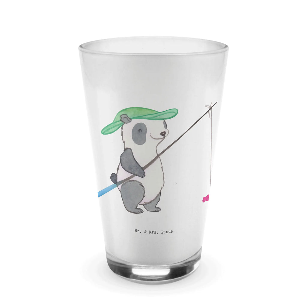 Glas Panda Angeln Cappuccino Glas, Glas, Cappuccino Tasse, Latte Macchiato, Geschenk, Sport, Sportart, Hobby, Schenken, Danke, Dankeschön, Auszeichnung, Gewinn, Sportler, angeln, Angelsport, Angelverein, Angler, angeln gehen, Hobbyangler