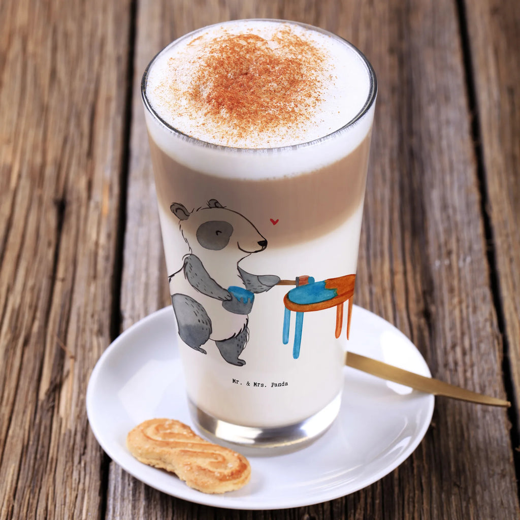 Glas Panda Möbel restaurieren Cappuccino Glas, Glas, Cappuccino Tasse, Latte Macchiato, Geschenk, Sport, Sportart, Hobby, Schenken, Danke, Dankeschön, Auszeichnung, Gewinn, Sportler, Möbel restaurieren, antike Möbel restaurieren, Handwerk, Restaurator