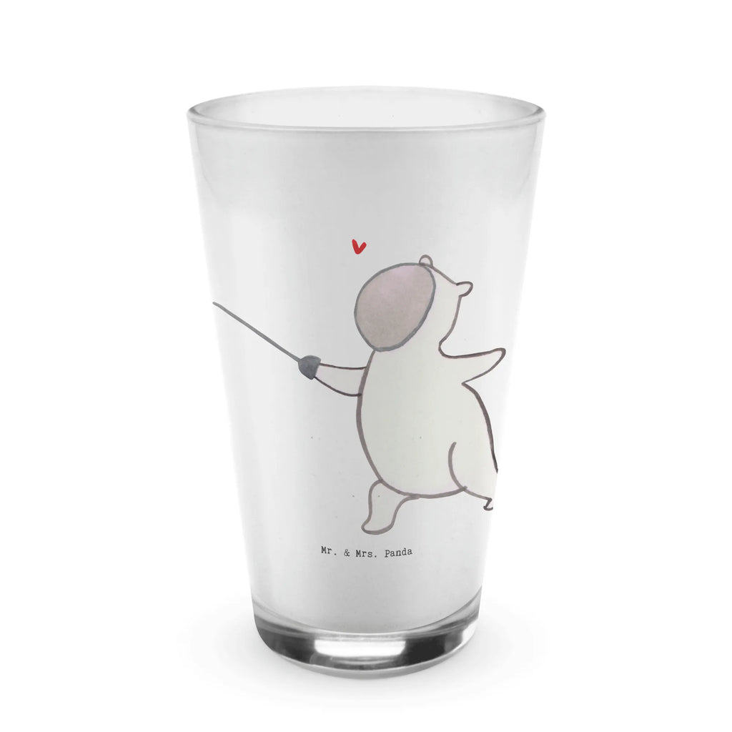 Glas Panda Fechten Cappuccino Glas, Glas, Cappuccino Tasse, Latte Macchiato, Geschenk, Sport, Sportart, Hobby, Schenken, Danke, Dankeschön, Auszeichnung, Gewinn, Sportler, Fechten, Fechter Bund, Fecht Verein, Fecht Club