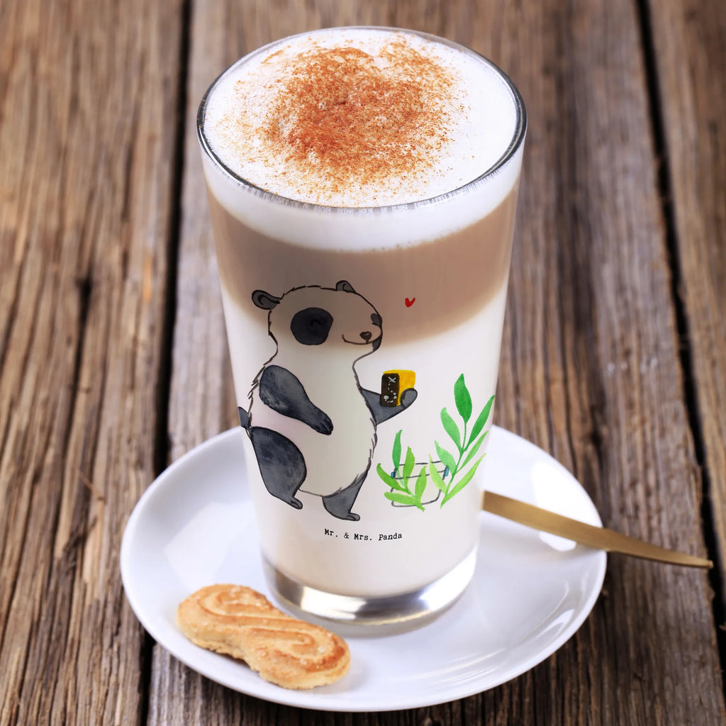 Glas Panda Geocaching Cappuccino Glas, Glas, Cappuccino Tasse, Latte Macchiato, Geschenk, Sport, Sportart, Hobby, Schenken, Danke, Dankeschön, Auszeichnung, Gewinn, Sportler, Geocaching, Schatzsuchen, GPS Schnitzeljagd, Opencaching