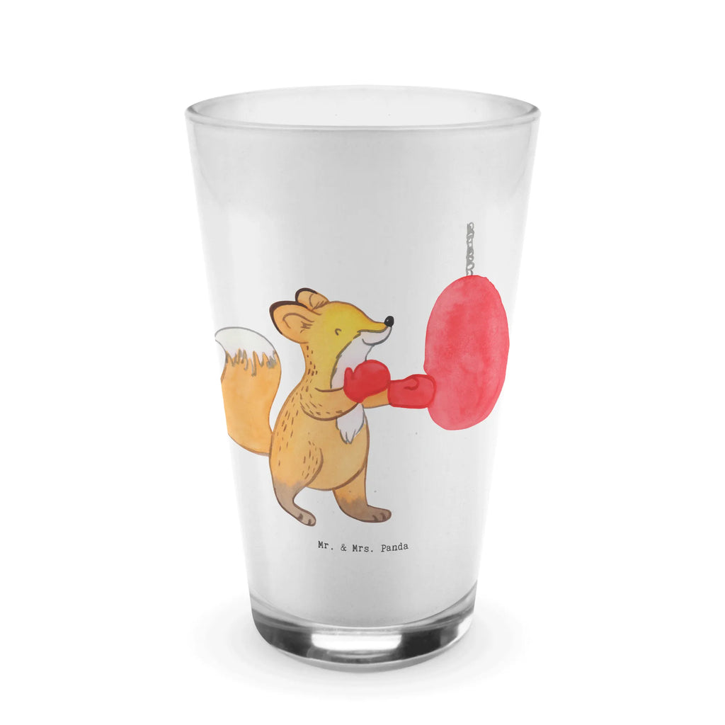 Glas Fuchs Boxen Cappuccino Glas, Glas, Cappuccino Tasse, Latte Macchiato, Geschenk, Sport, Sportart, Hobby, Schenken, Danke, Dankeschön, Auszeichnung, Gewinn, Sportler, Boxen, Boxkampf, Boxtraining