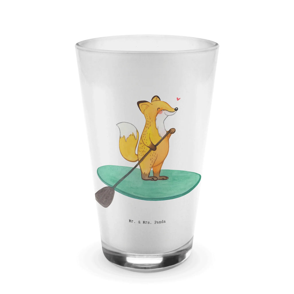 Glas Fuchs Stand Up Paddling Cappuccino Glas, Glas, Cappuccino Tasse, Latte Macchiato, Geschenk, Sport, Sportart, Hobby, Schenken, Danke, Dankeschön, Auszeichnung, Gewinn, Sportler, Stand Up Paddling, Paddle Boarding, SUB, subben, Stand up paddle