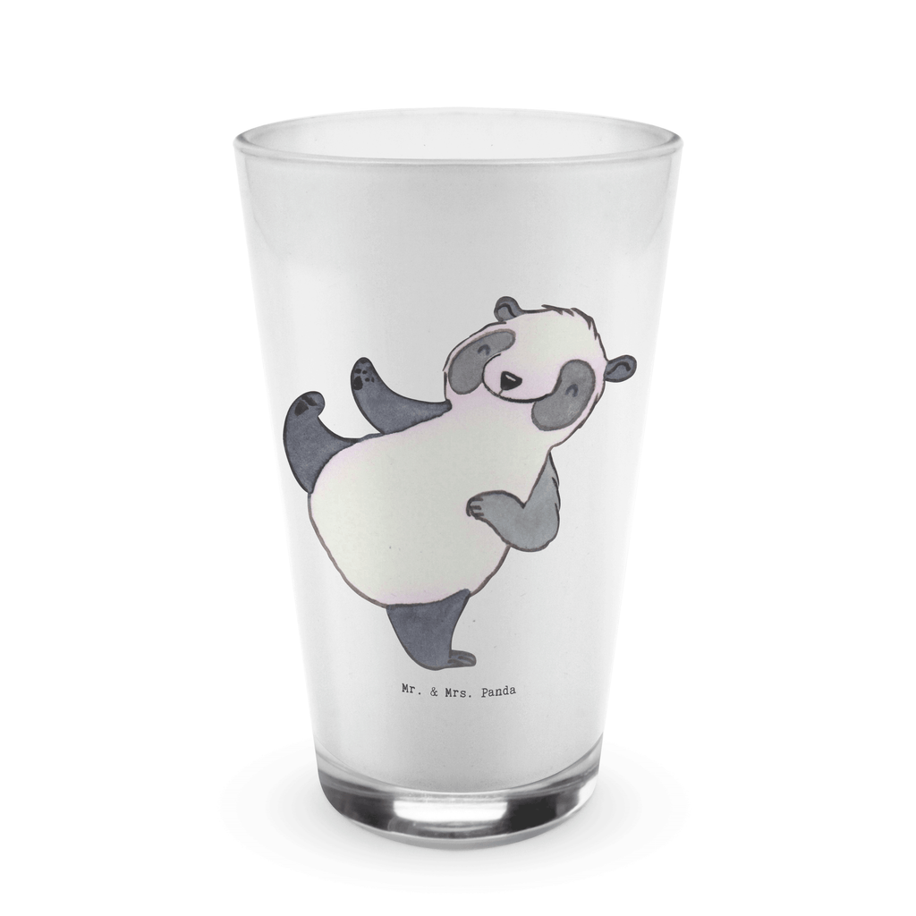 Glas Panda Kampfkunst Cappuccino Glas, Glas, Cappuccino Tasse, Latte Macchiato, Geschenk, Sport, Sportart, Hobby, Schenken, Danke, Dankeschön, Auszeichnung, Gewinn, Sportler, Kampfkunst, Kampfsportarten, Selbstverteidigung