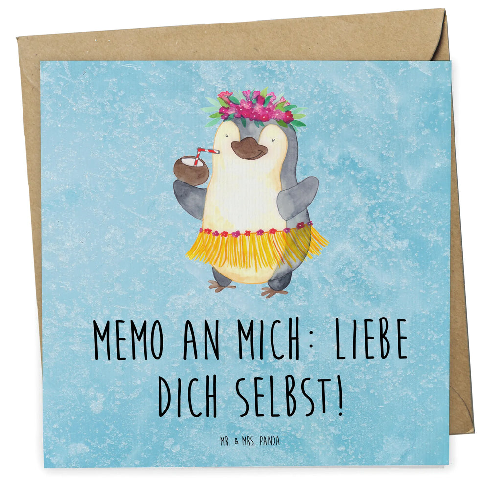 Deluxe Karte Pinguin Kokosnuss Karte, Grußkarte, Klappkarte, Einladungskarte, Glückwunschkarte, Hochzeitskarte, Geburtstagskarte, Hochwertige Grußkarte, Hochwertige Klappkarte, Pinguin, Aloha, Hawaii, Urlaub, Kokosnuss, Pinguine