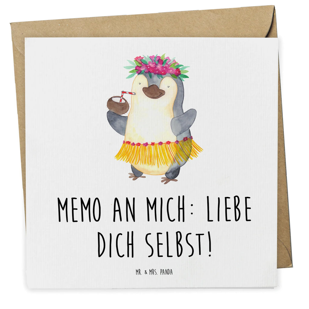 Deluxe Karte Pinguin Kokosnuss Karte, Grußkarte, Klappkarte, Einladungskarte, Glückwunschkarte, Hochzeitskarte, Geburtstagskarte, Hochwertige Grußkarte, Hochwertige Klappkarte, Pinguin, Aloha, Hawaii, Urlaub, Kokosnuss, Pinguine