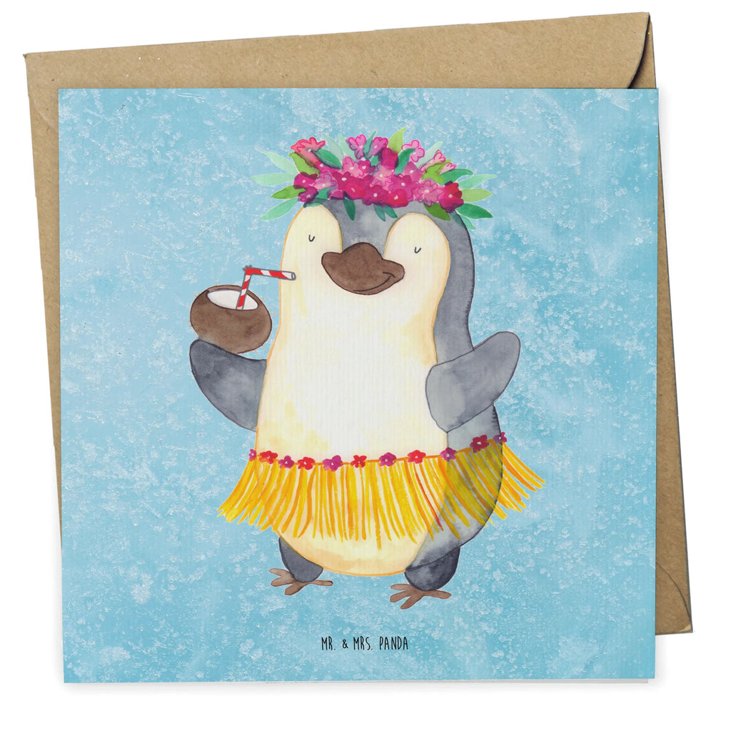 Deluxe Karte Pinguin Kokosnuss Karte, Grußkarte, Klappkarte, Einladungskarte, Glückwunschkarte, Hochzeitskarte, Geburtstagskarte, Hochwertige Grußkarte, Hochwertige Klappkarte, Pinguin, Aloha, Hawaii, Urlaub, Kokosnuss, Pinguine