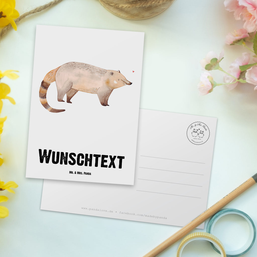 Personalisierte Postkarte Nasenbaer Postkarte mit Namen, Postkarte bedrucken, Postkarte mit Wunschtext, Postkarte personalisierbar, Geschenkkarte mit Namen, Grußkarte mit Namen, Karte mit Namen, Einladung mit Namen, Ansichtskarte mit Namen, Geschenkkarte mit Wunschtext, Grußkarte mit Wunschtext, Karte mit Wunschtext, Einladung mit Wunschtext, Ansichtskarte mit Wunschtext, Tiermotive, Gute Laune, lustige Sprüche, Tiere, Nasenbär, Nasenbären, Rüsselbär, Bär