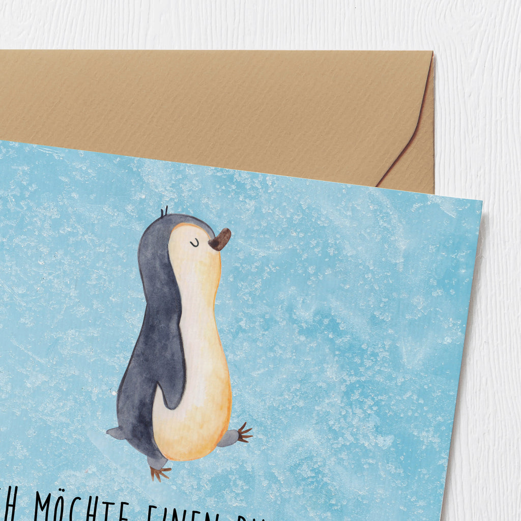 Deluxe Karte Pinguin marschieren Karte, Grußkarte, Klappkarte, Einladungskarte, Glückwunschkarte, Hochzeitskarte, Geburtstagskarte, Hochwertige Grußkarte, Hochwertige Klappkarte, Pinguin, Pinguine, Frühaufsteher, Langschläfer, Bruder, Schwester, Familie