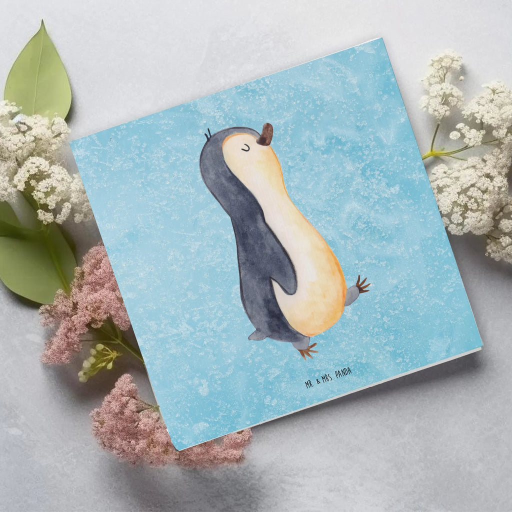 Deluxe Karte Pinguin marschieren Karte, Grußkarte, Klappkarte, Einladungskarte, Glückwunschkarte, Hochzeitskarte, Geburtstagskarte, Hochwertige Grußkarte, Hochwertige Klappkarte, Pinguin, Pinguine, Frühaufsteher, Langschläfer, Bruder, Schwester, Familie