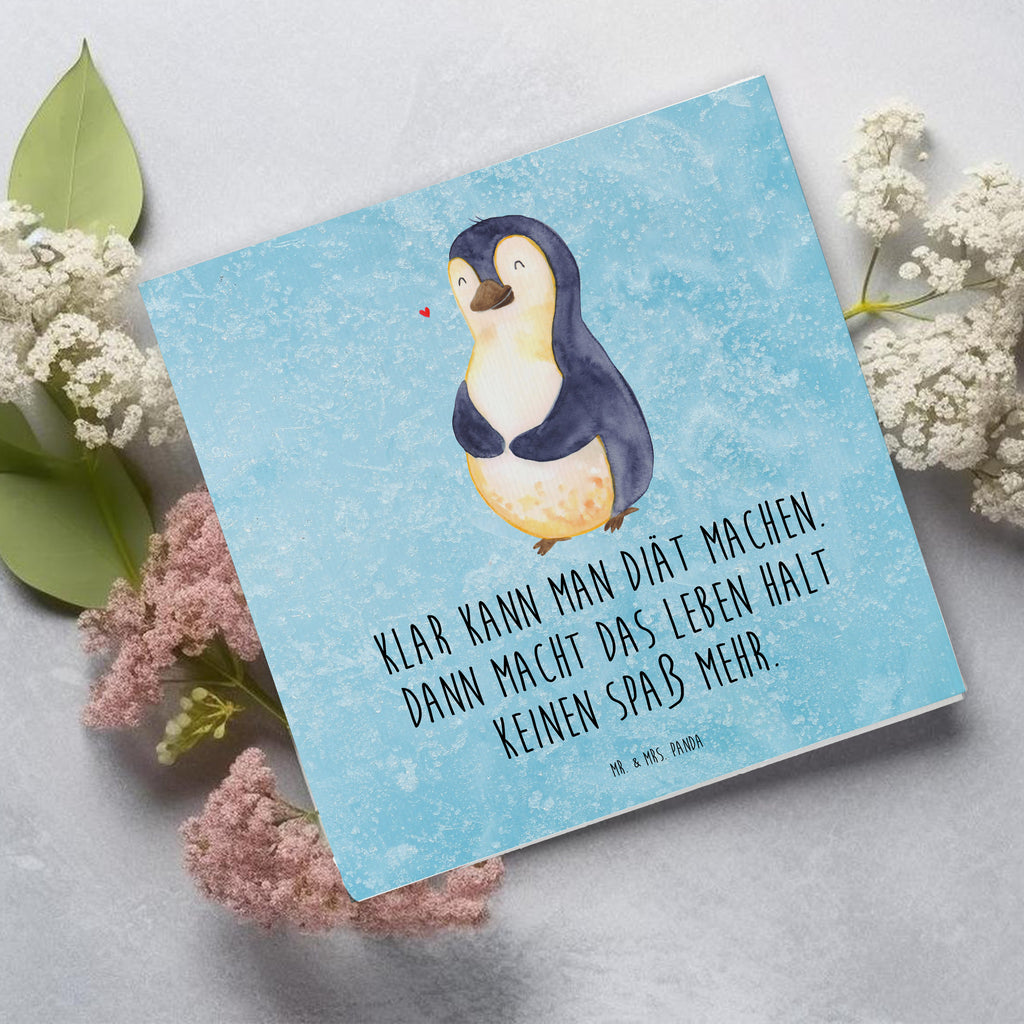 Deluxe Karte Pinguin Diät Karte, Grußkarte, Klappkarte, Einladungskarte, Glückwunschkarte, Hochzeitskarte, Geburtstagskarte, Hochwertige Grußkarte, Hochwertige Klappkarte, Pinguin, Pinguine, Diät, Abnehmen, Abspecken, Gewicht, Motivation, Selbstliebe, Körperliebe, Selbstrespekt