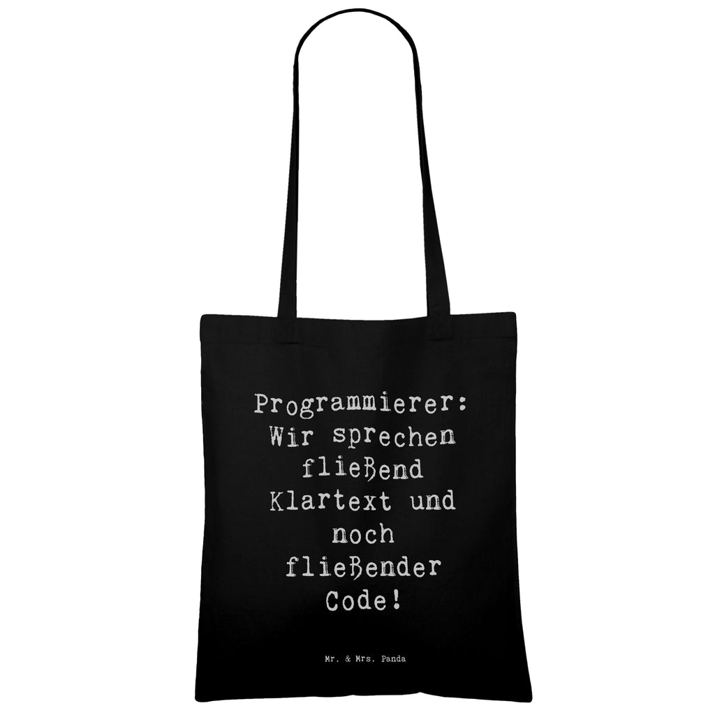 Tragetasche Programmierer: Wir sprechen fließend Klartext und noch fließender Code! Beuteltasche, Beutel, Einkaufstasche, Jutebeutel, Stoffbeutel, Tasche, Shopper, Umhängetasche, Strandtasche, Schultertasche, Stofftasche, Tragetasche, Badetasche, Jutetasche, Einkaufstüte, Laptoptasche, Beruf, Ausbildung, Jubiläum, Abschied, Rente, Kollege, Kollegin, Geschenk, Schenken, Arbeitskollege, Mitarbeiter, Firma, Danke, Dankeschön