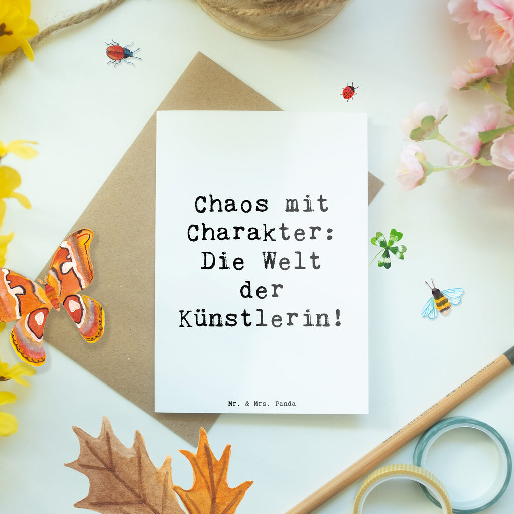 Grußkarte Chaos mit Charakter: Die Welt der Künstlerin! Grußkarte, Klappkarte, Einladungskarte, Glückwunschkarte, Hochzeitskarte, Geburtstagskarte, Karte, Ansichtskarten, Beruf, Ausbildung, Jubiläum, Abschied, Rente, Kollege, Kollegin, Geschenk, Schenken, Arbeitskollege, Mitarbeiter, Firma, Danke, Dankeschön