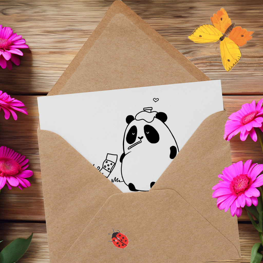 Deluxe Karte Panda Gute Besserung Karte, Grußkarte, Klappkarte, Einladungskarte, Glückwunschkarte, Hochzeitskarte, Geburtstagskarte, Hochwertige Grußkarte, Hochwertige Klappkarte