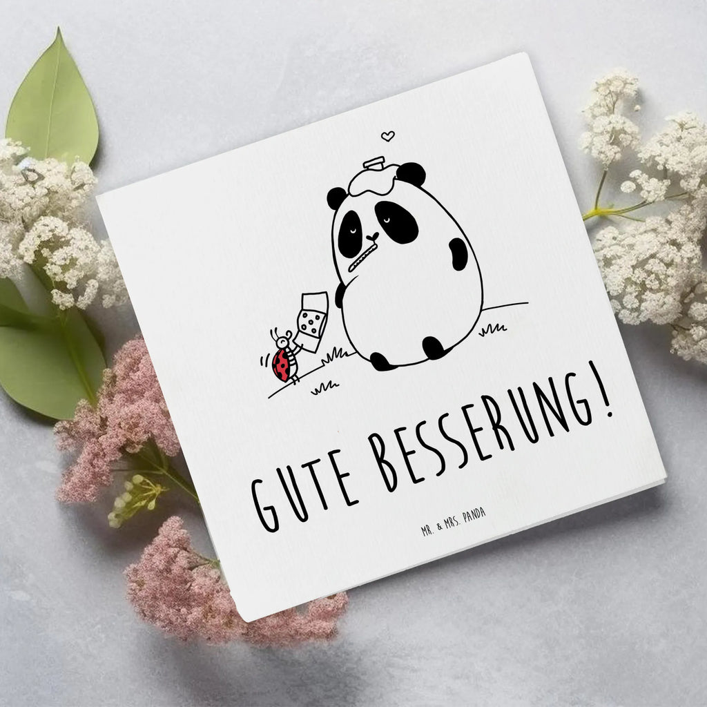 Deluxe Karte Panda Gute Besserung Karte, Grußkarte, Klappkarte, Einladungskarte, Glückwunschkarte, Hochzeitskarte, Geburtstagskarte, Hochwertige Grußkarte, Hochwertige Klappkarte