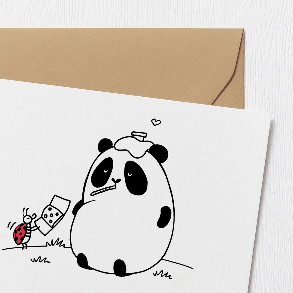 Deluxe Karte Panda Gute Besserung Karte, Grußkarte, Klappkarte, Einladungskarte, Glückwunschkarte, Hochzeitskarte, Geburtstagskarte, Hochwertige Grußkarte, Hochwertige Klappkarte