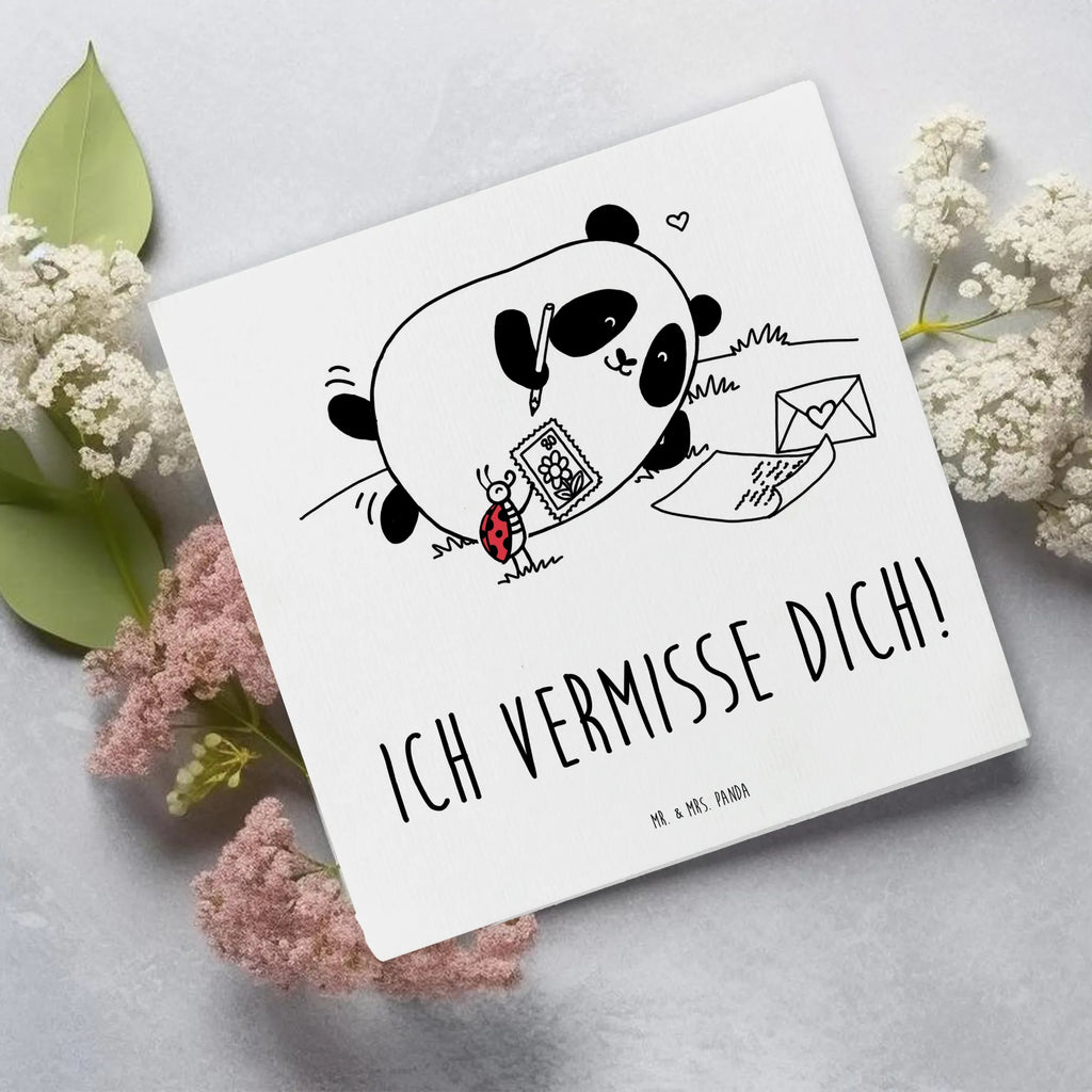 Deluxe Karte Panda Vermissen Karte, Grußkarte, Klappkarte, Einladungskarte, Glückwunschkarte, Hochzeitskarte, Geburtstagskarte, Hochwertige Grußkarte, Hochwertige Klappkarte