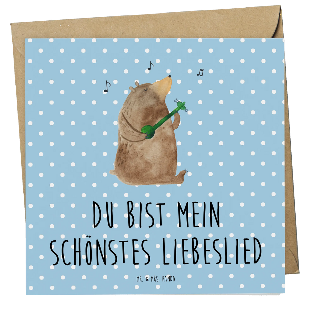 Deluxe Karte Bär Lied Karte, Grußkarte, Klappkarte, Einladungskarte, Glückwunschkarte, Hochzeitskarte, Geburtstagskarte, Hochwertige Grußkarte, Hochwertige Klappkarte, Bär, Teddy, Teddybär, Bärchen, Bear, Liebeslied, Lied, Song, Valentinstag, Valentine, Geschenk, Partner, Liebe, Freundin, Frau, Herz, Spruch