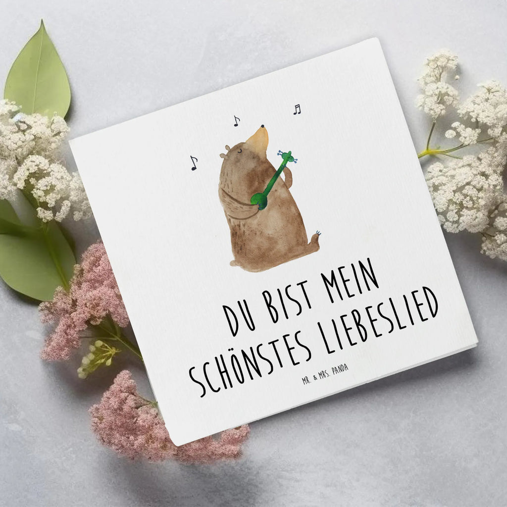 Deluxe Karte Bär Lied Karte, Grußkarte, Klappkarte, Einladungskarte, Glückwunschkarte, Hochzeitskarte, Geburtstagskarte, Hochwertige Grußkarte, Hochwertige Klappkarte, Bär, Teddy, Teddybär, Bärchen, Bear, Liebeslied, Lied, Song, Valentinstag, Valentine, Geschenk, Partner, Liebe, Freundin, Frau, Herz, Spruch