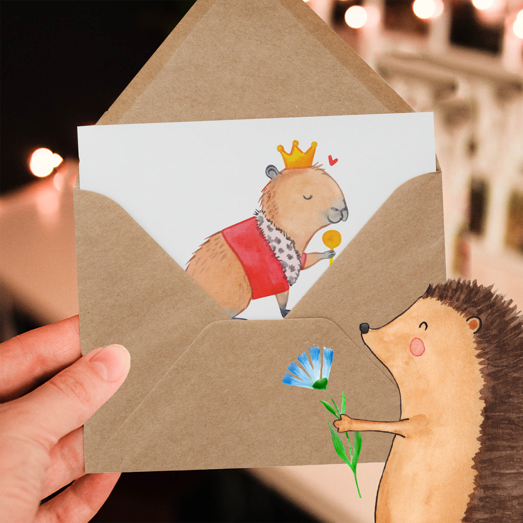 Deluxe Karte Capybara König Karte, Grußkarte, Klappkarte, Einladungskarte, Glückwunschkarte, Hochzeitskarte, Geburtstagskarte, Hochwertige Grußkarte, Hochwertige Klappkarte, Tiermotive, Gute Laune, lustige Sprüche, Tiere, Capybara, König