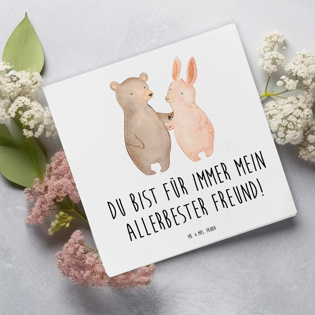 Deluxe Karte Bär und Hase Umarmen Karte, Grußkarte, Klappkarte, Einladungskarte, Glückwunschkarte, Hochzeitskarte, Geburtstagskarte, Hochwertige Grußkarte, Hochwertige Klappkarte, Liebe, Partner, Freund, Freundin, Ehemann, Ehefrau, Heiraten, Verlobung, Heiratsantrag, Liebesgeschenk, Jahrestag, Hocheitstag, Freunde, bester Freund, Hase, Bär, Bärchen, best friends