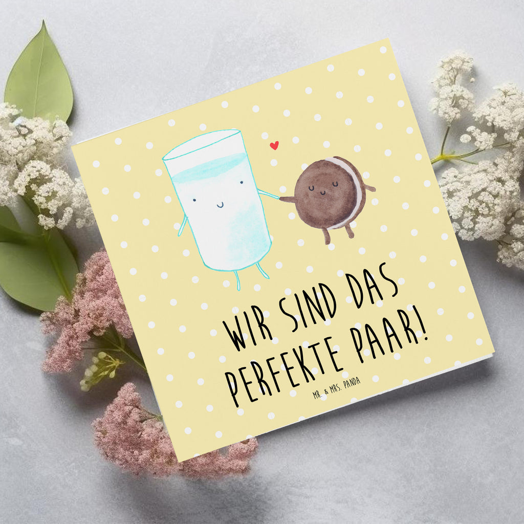 Deluxe Karte Milch Keks Karte, Grußkarte, Klappkarte, Einladungskarte, Glückwunschkarte, Hochzeitskarte, Geburtstagskarte, Hochwertige Grußkarte, Hochwertige Klappkarte, Tiermotive, Gute Laune, lustige Sprüche, Tiere, Milk, Cookie, Milch, Keks, Kekse, Kaffee, Einladung Frühstück, Motiv süß, romantisch, perfektes Paar