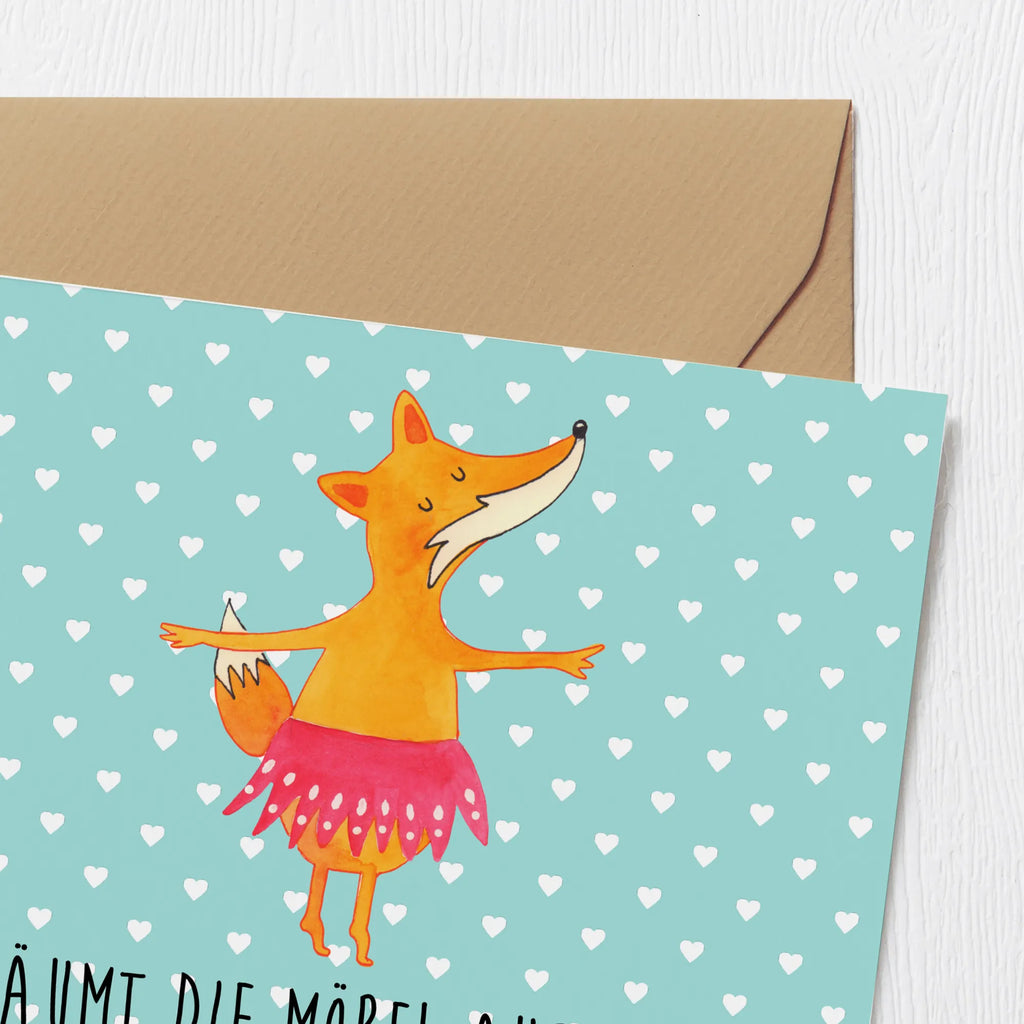 Deluxe Karte Fuchs Ballerina Karte, Grußkarte, Klappkarte, Einladungskarte, Glückwunschkarte, Hochzeitskarte, Geburtstagskarte, Hochwertige Grußkarte, Hochwertige Klappkarte, Fuchs, Fuchs Spruch, Füchse, Füchsin, Ballerina, Ballett, Tänzerin, Tanzen, Party, Einladung, Geburtstag