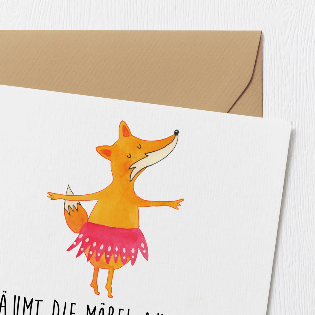 Deluxe Karte Fuchs Ballerina Karte, Grußkarte, Klappkarte, Einladungskarte, Glückwunschkarte, Hochzeitskarte, Geburtstagskarte, Hochwertige Grußkarte, Hochwertige Klappkarte, Fuchs, Fuchs Spruch, Füchse, Füchsin, Ballerina, Ballett, Tänzerin, Tanzen, Party, Einladung, Geburtstag