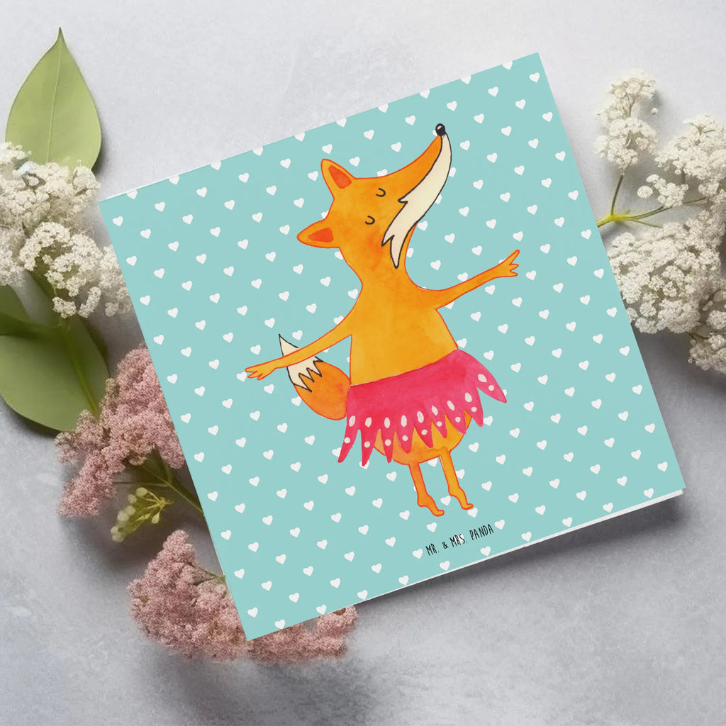 Deluxe Karte Fuchs Ballerina Karte, Grußkarte, Klappkarte, Einladungskarte, Glückwunschkarte, Hochzeitskarte, Geburtstagskarte, Hochwertige Grußkarte, Hochwertige Klappkarte, Fuchs, Fuchs Spruch, Füchse, Füchsin, Ballerina, Ballett, Tänzerin, Tanzen, Party, Einladung, Geburtstag