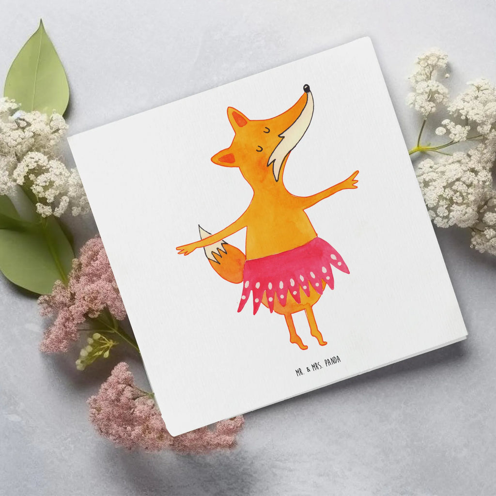 Deluxe Karte Fuchs Ballerina Karte, Grußkarte, Klappkarte, Einladungskarte, Glückwunschkarte, Hochzeitskarte, Geburtstagskarte, Hochwertige Grußkarte, Hochwertige Klappkarte, Fuchs, Fuchs Spruch, Füchse, Füchsin, Ballerina, Ballett, Tänzerin, Tanzen, Party, Einladung, Geburtstag