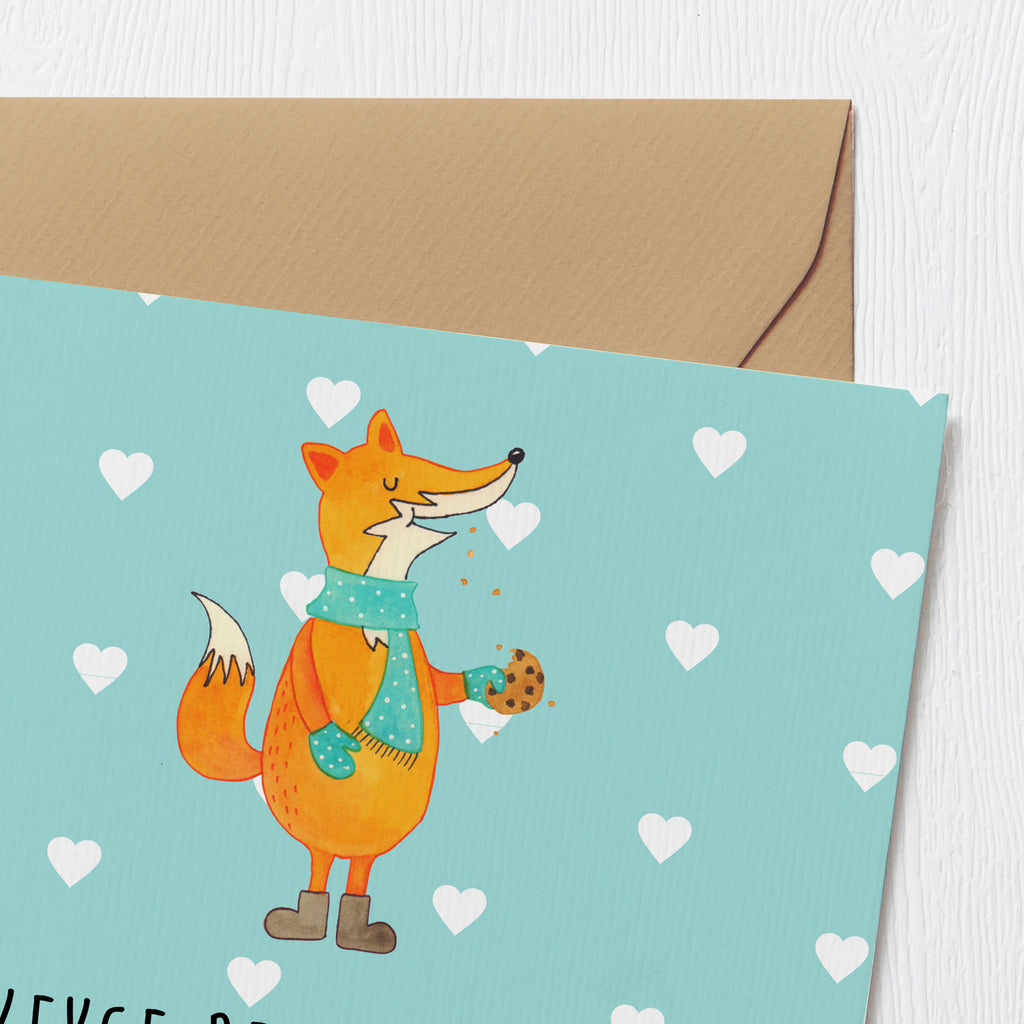 Deluxe Karte Fuchs Keks Karte, Grußkarte, Klappkarte, Einladungskarte, Glückwunschkarte, Hochzeitskarte, Geburtstagskarte, Hochwertige Grußkarte, Hochwertige Klappkarte, Fuchs, Füchse, Backen Spruch, Kekse, Winter, Weihnachtszeit, Plätzchen, Liebe, Küche Deko